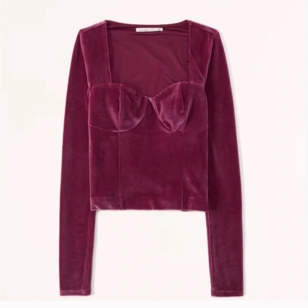 Abercrombie & Fitch Long-Sleeve Velvet Corset Top